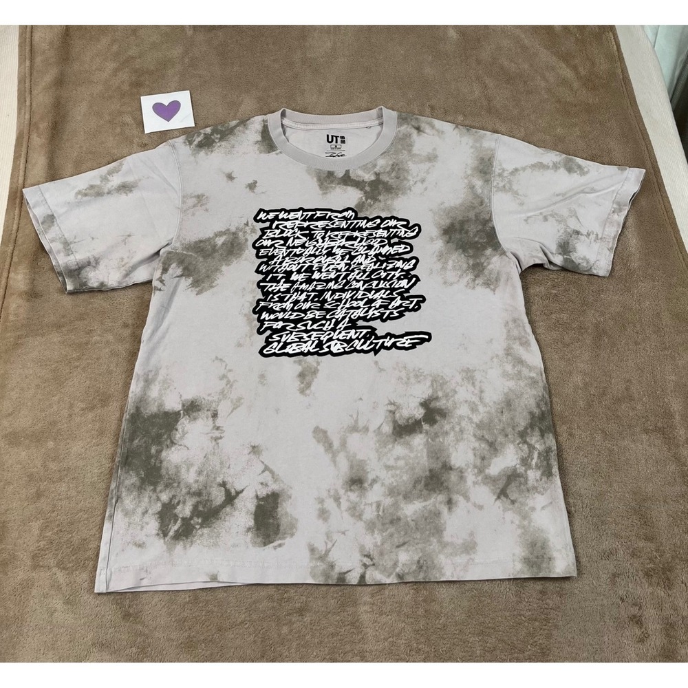 Uniqlo UT Futura Laboratories x Graffiti Script Tie-Dye T-Shirt Men's M Gray S/S